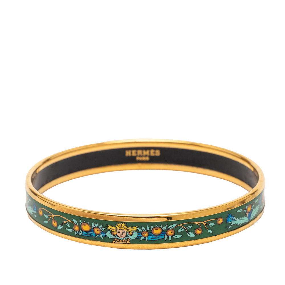 Pre-Loved Hermes Narrow Enamel Fruits Cloisonne Bangle 65